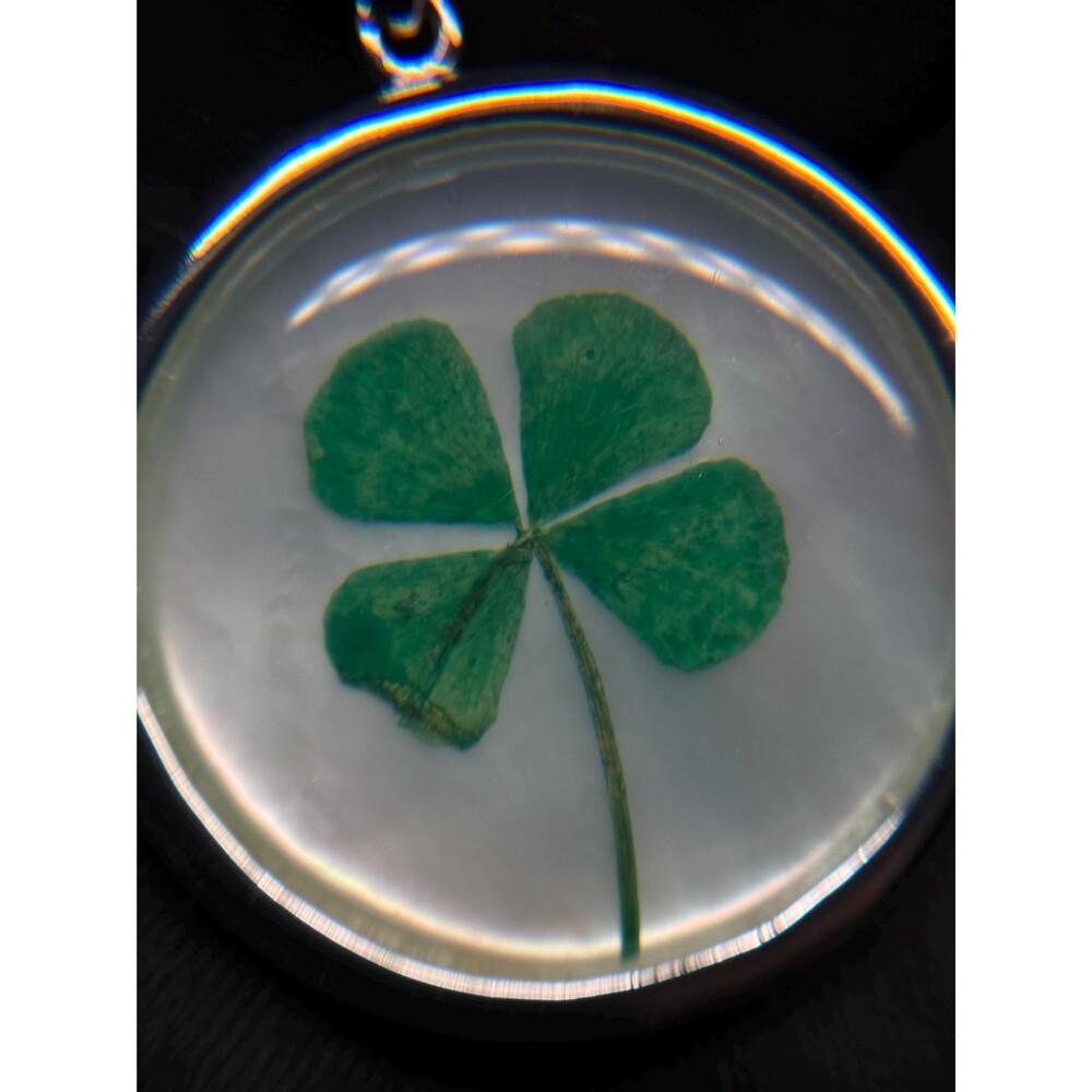 Sterling Silver Four Leaf Clover Pendant Necklace Mother of Pearl 20.5" - Picture 9 of 14
